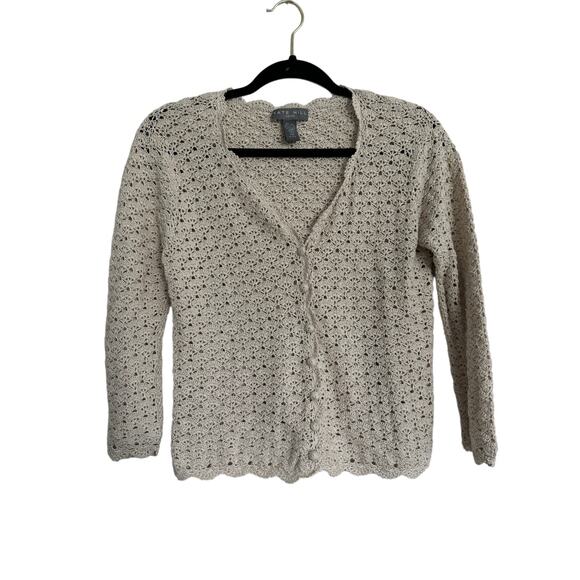 Kate Hill Sweaters - Kate Hill Crochet Knit Cardigan Petite Medium Silk Blend Y2K Style